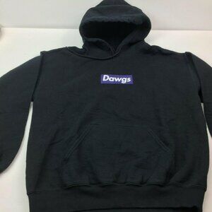 Gildan Mens Dawgs Black Hoodie Pullover Kangaroo Pocket Size Medium